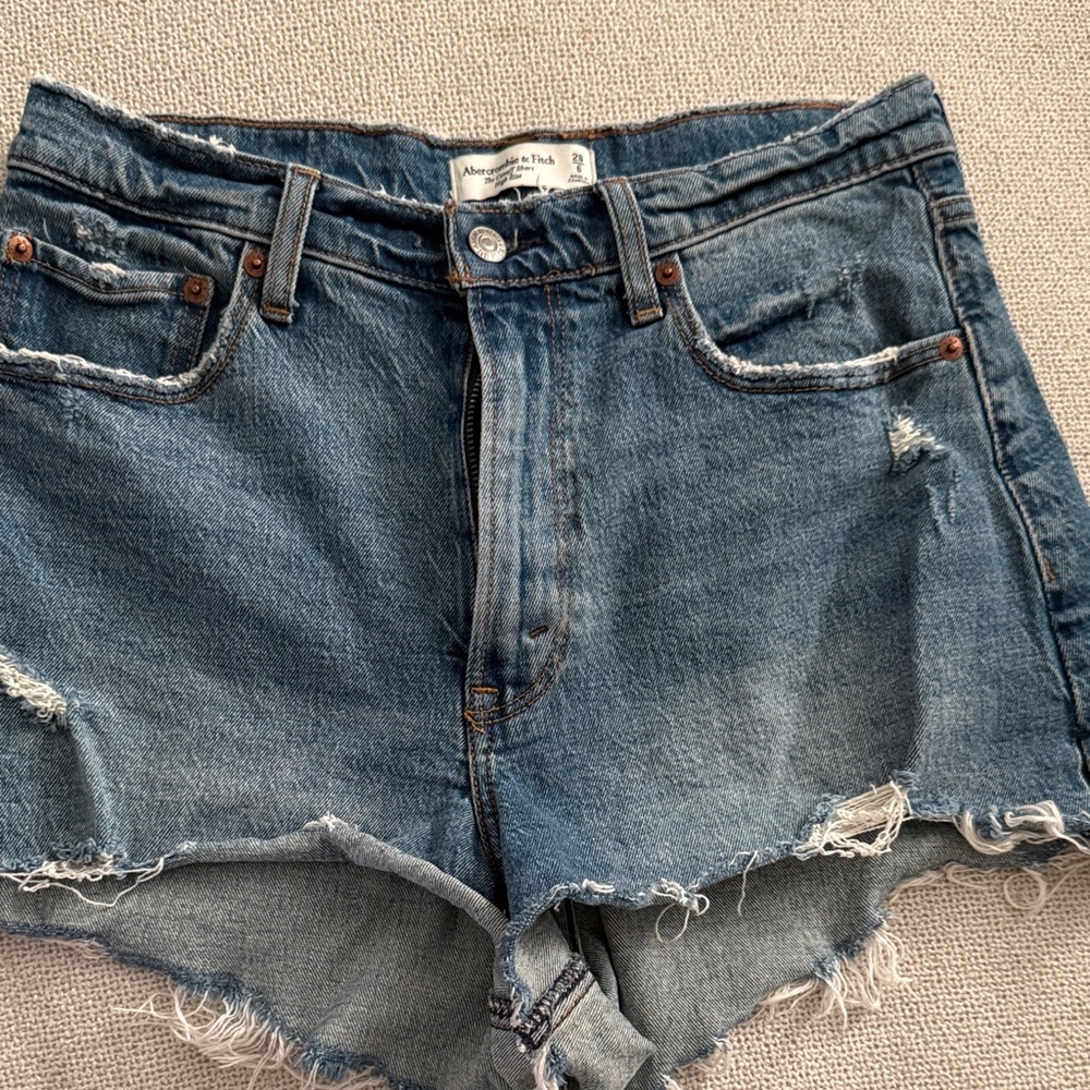 Abercrombie  Distressed Blue Jean Shorts